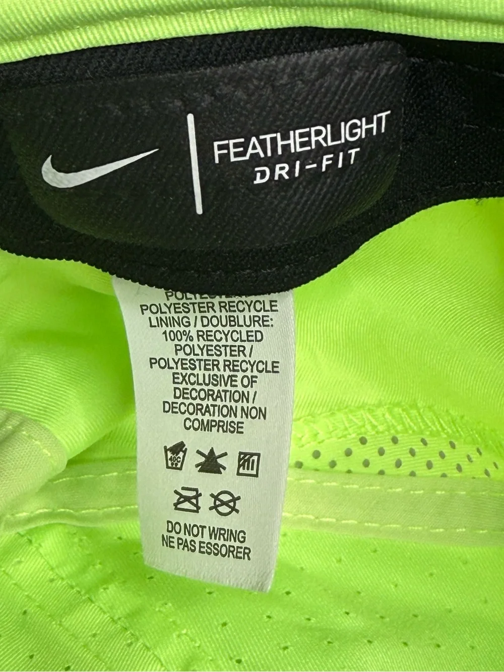 Unisex Nike Neon Green Featherlight Adjustable Cap, L/XL - Picture 7 of 8